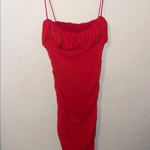 Elegant Red Ruffle Dress
